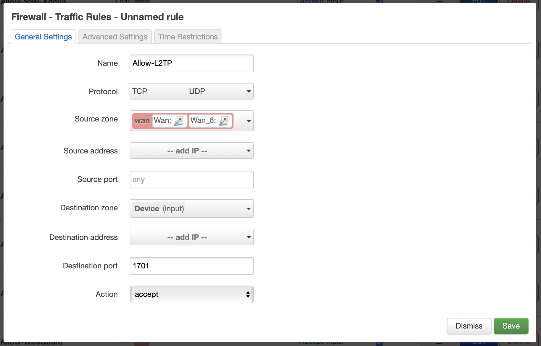 L2TP Firewall ruleset