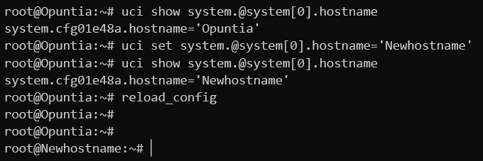 Screenshot of the uci commands