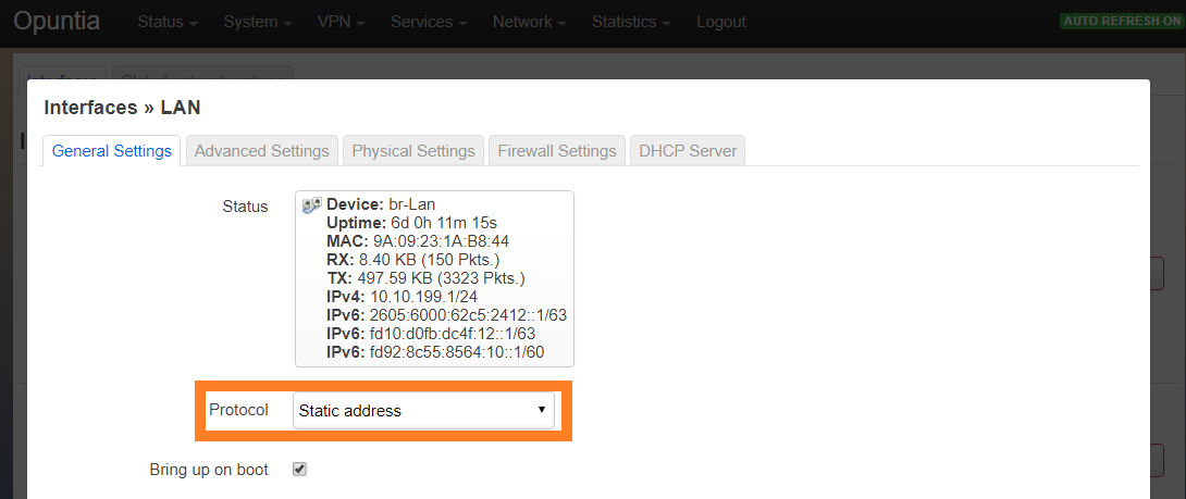 Screenshot showing the Protocol dropdown box location