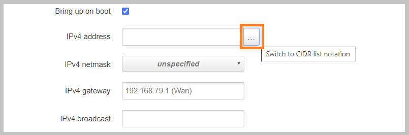 Screenshot showing the CIDR check box